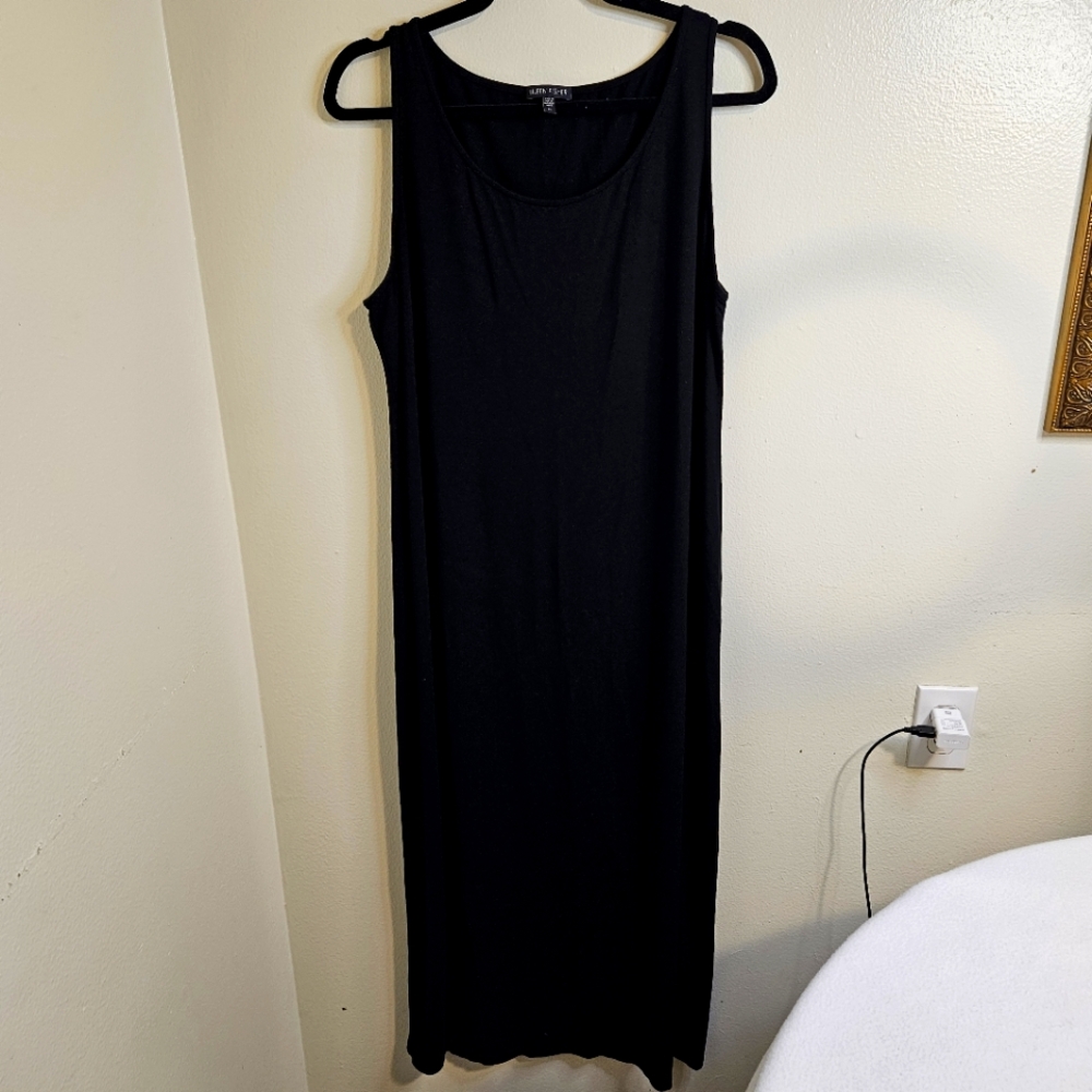 Eileen Fisher Classic Flowy Maxi Sleeveless Black Dress Size XL - Picture 2 of 9